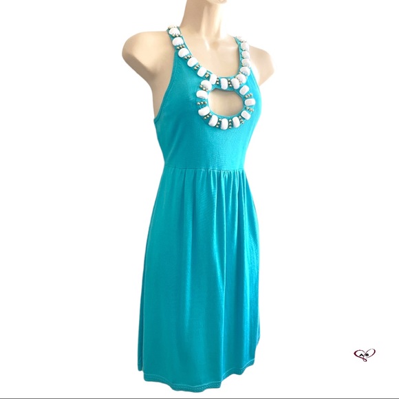 🆕 Milly of New York Beaded Oversized Jeweled Keyhole Neckline Knit Dress✨Size S - Picture 12 of 13